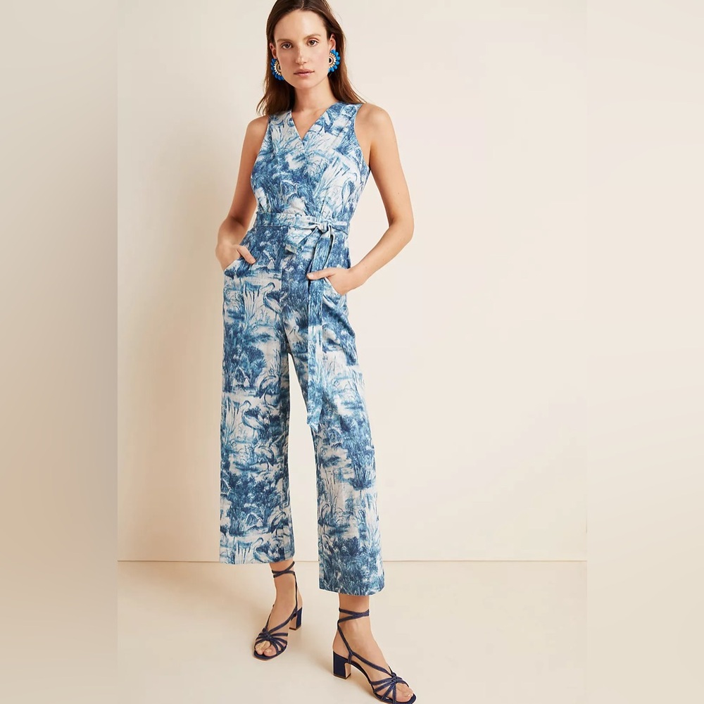 ANTHROPOLOGIE Landscape Linen Jumpsuit SIZE 6
